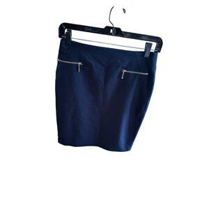 Vintage Tommy Hilfiger Womens Navy Blue Pencil Skirt Faux Zipper Pockets Size 0